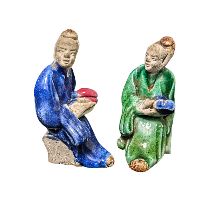 Pareja de Figuras Mudman, China, Shiwan Primera República China (1911-1949)