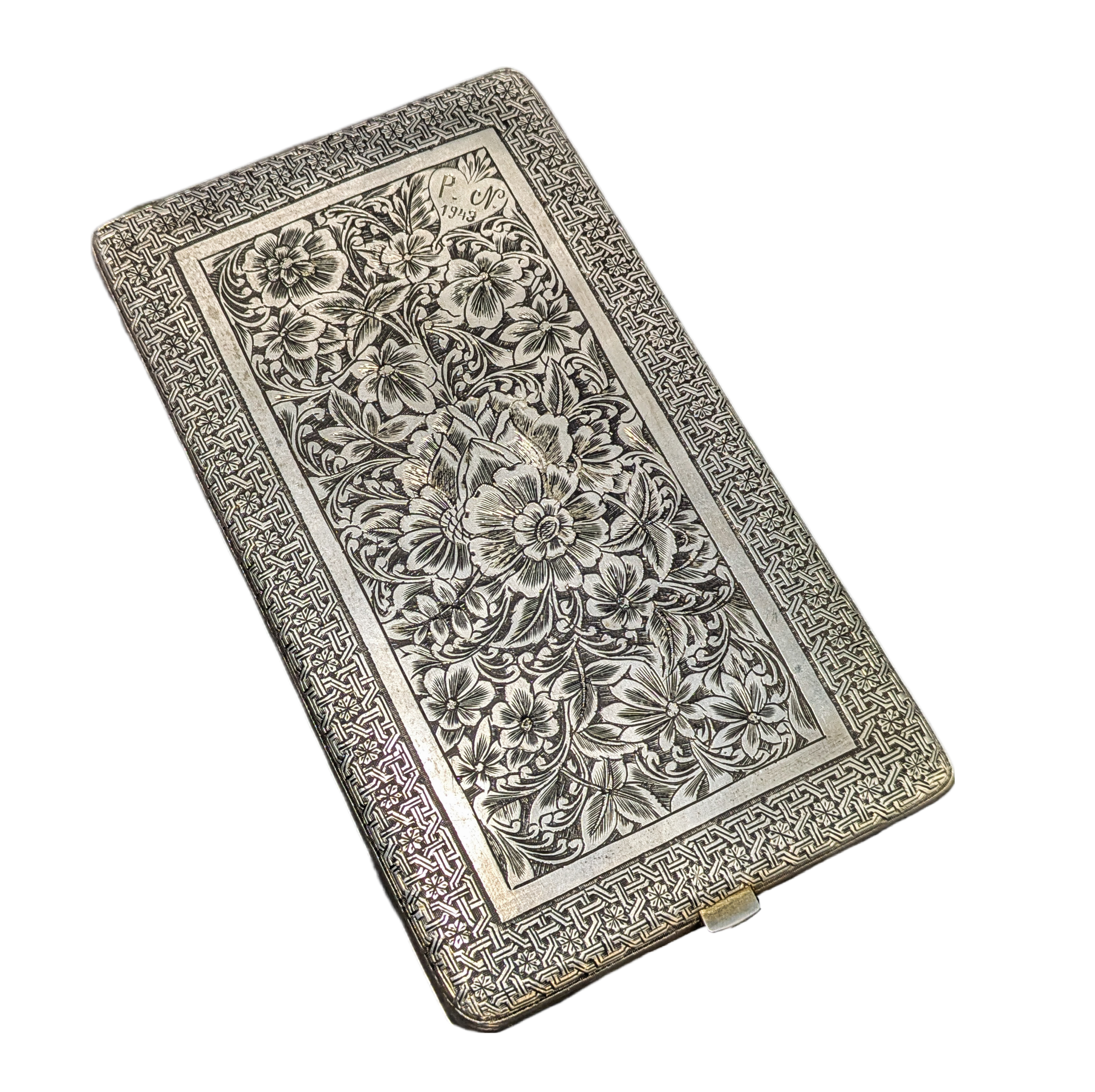 Pitillera de Plata 170g burilada, Iran, c.1943