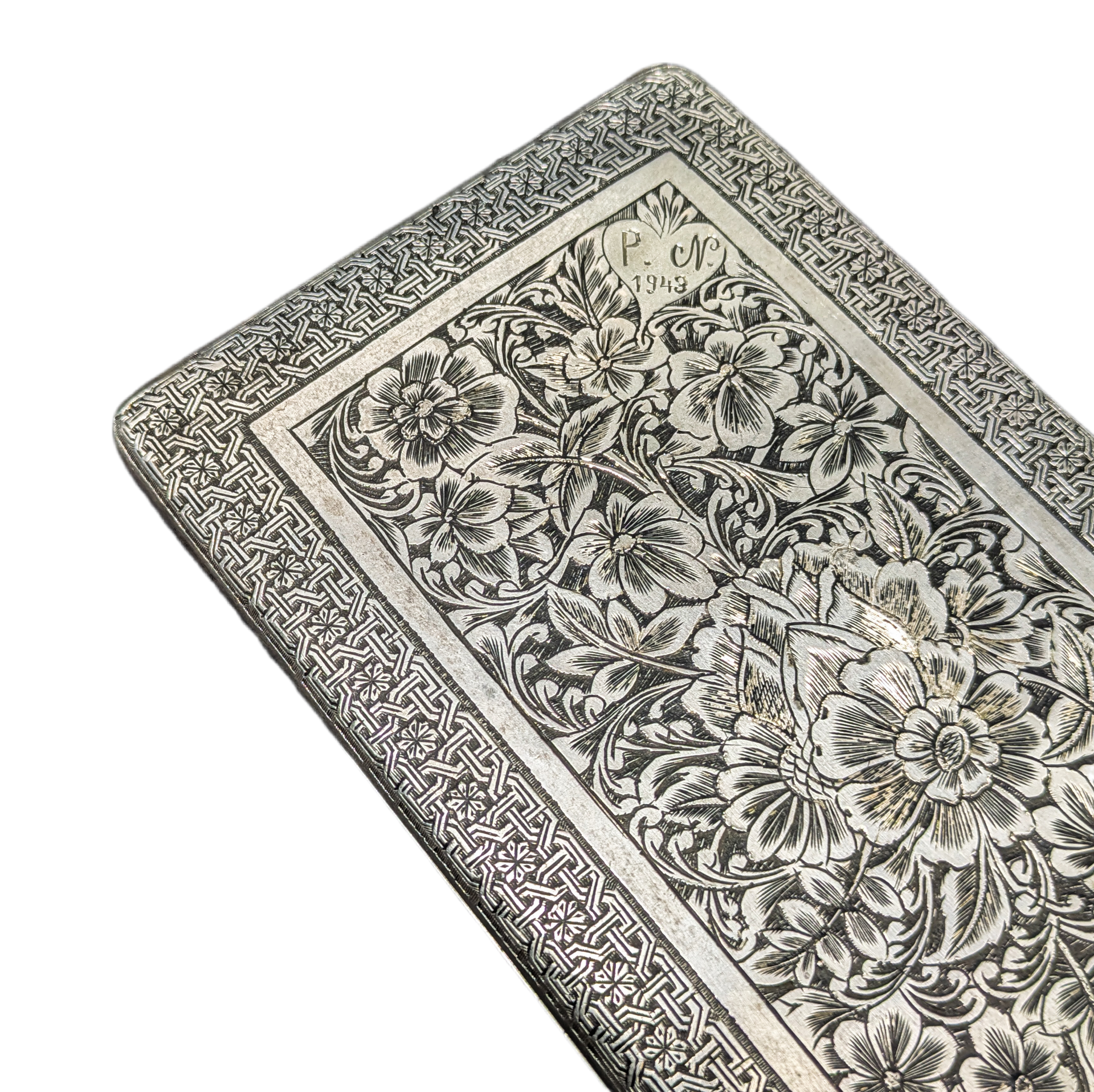 Pitillera de Plata 170g burilada, Iran, c.1943