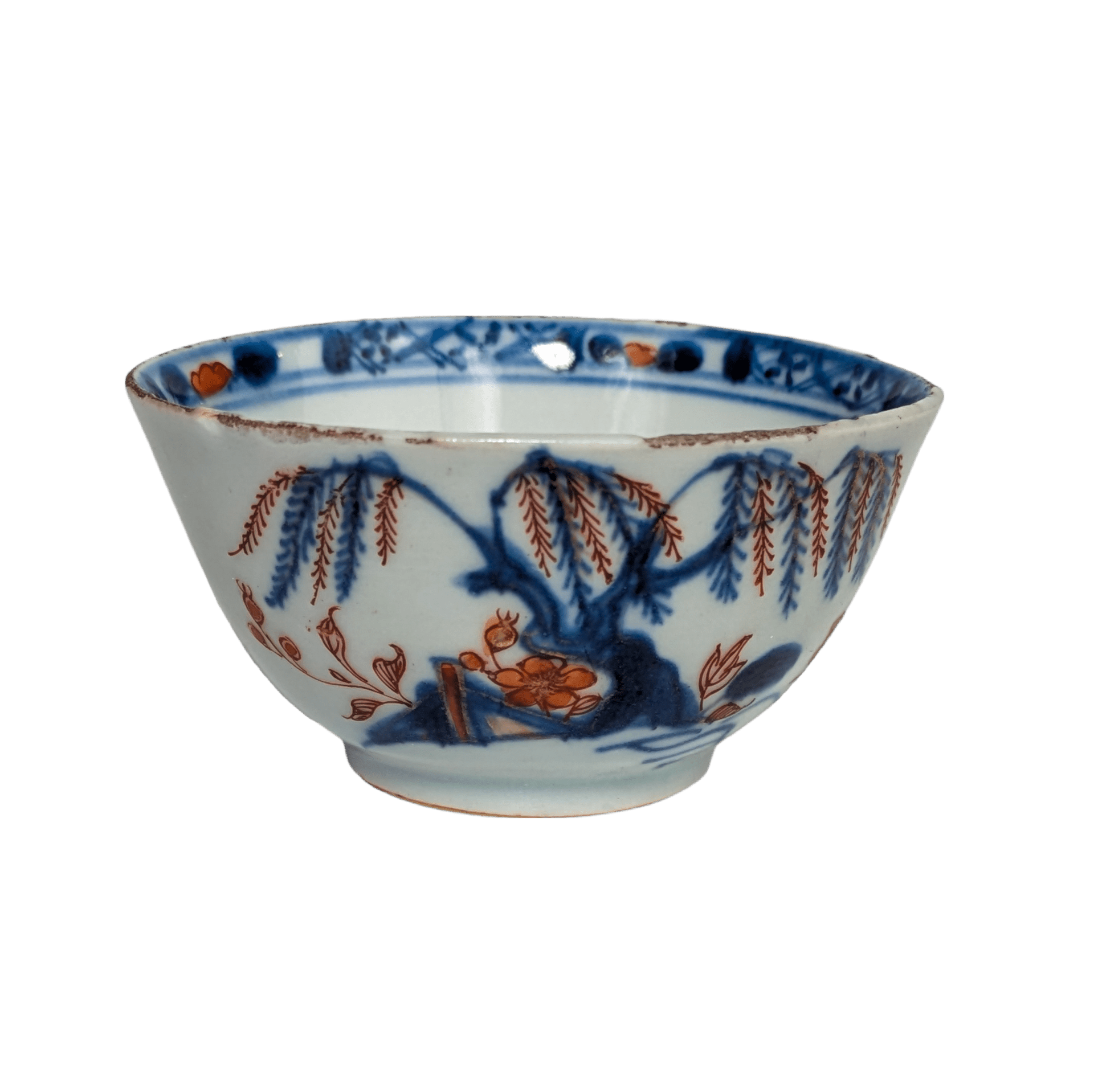 Copa de té Imari Willow, China, Dinastía Qing, Periodo Kangxi (1662-1722)