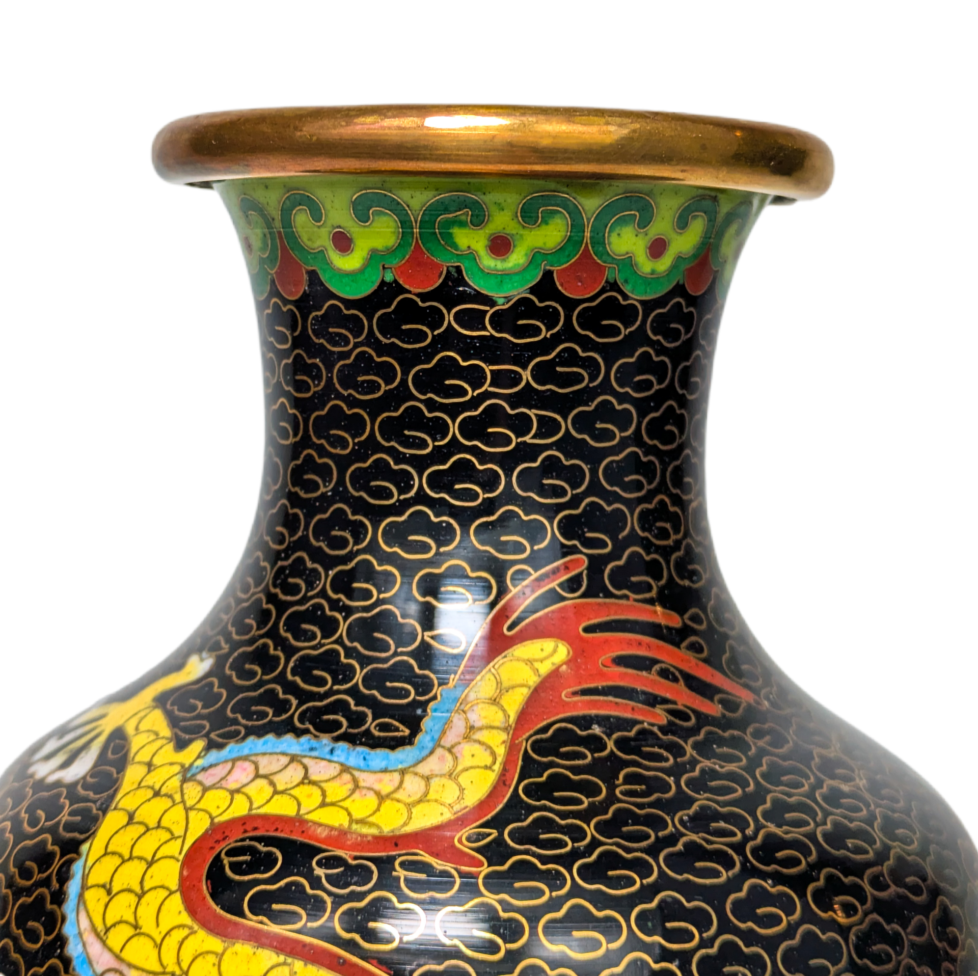 Jarrón de Cloisonné con dragones, China, República Popular China c.1970