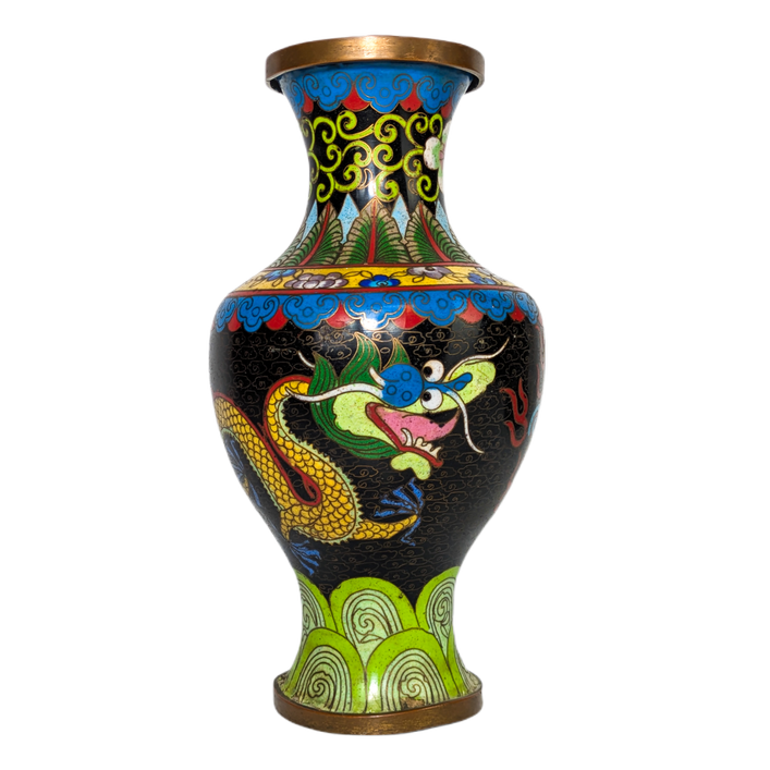 Jarrón de Cloisonné con dragones, China, Primera República China (1911-1949)