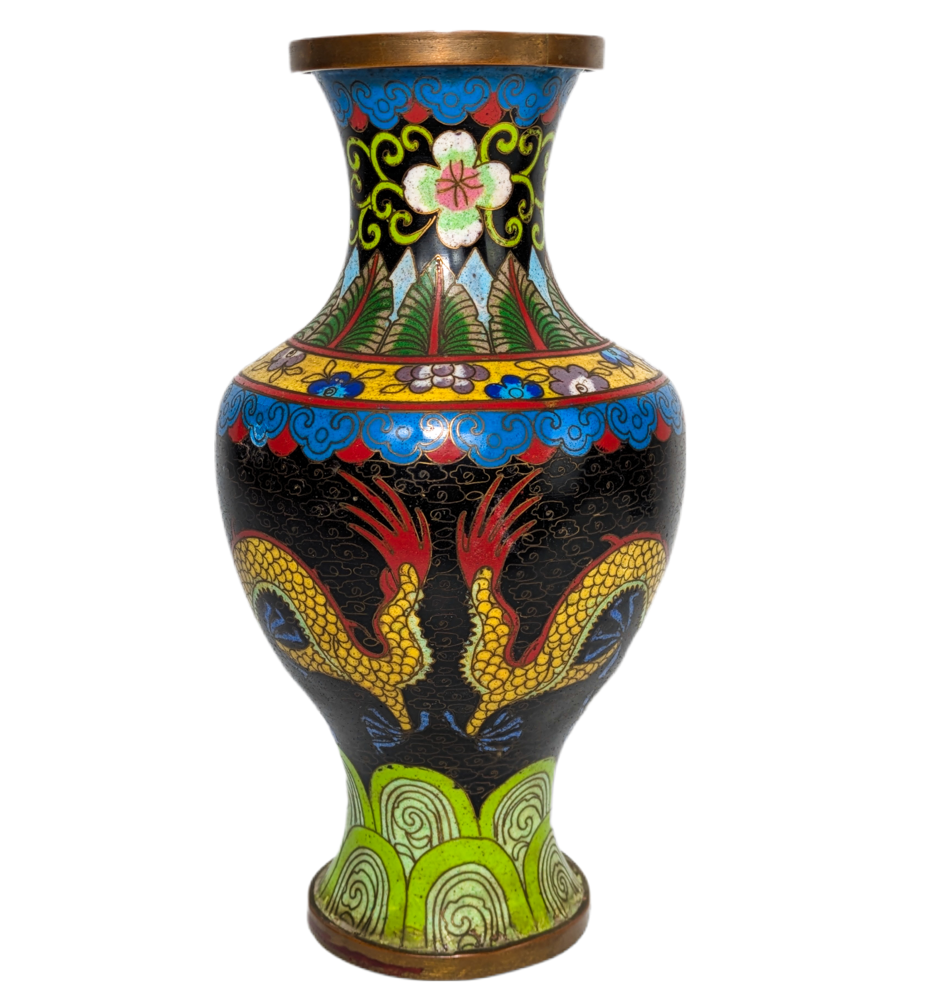 Jarrón de Cloisonné con dragones, China, Primera República China (1911-1949)