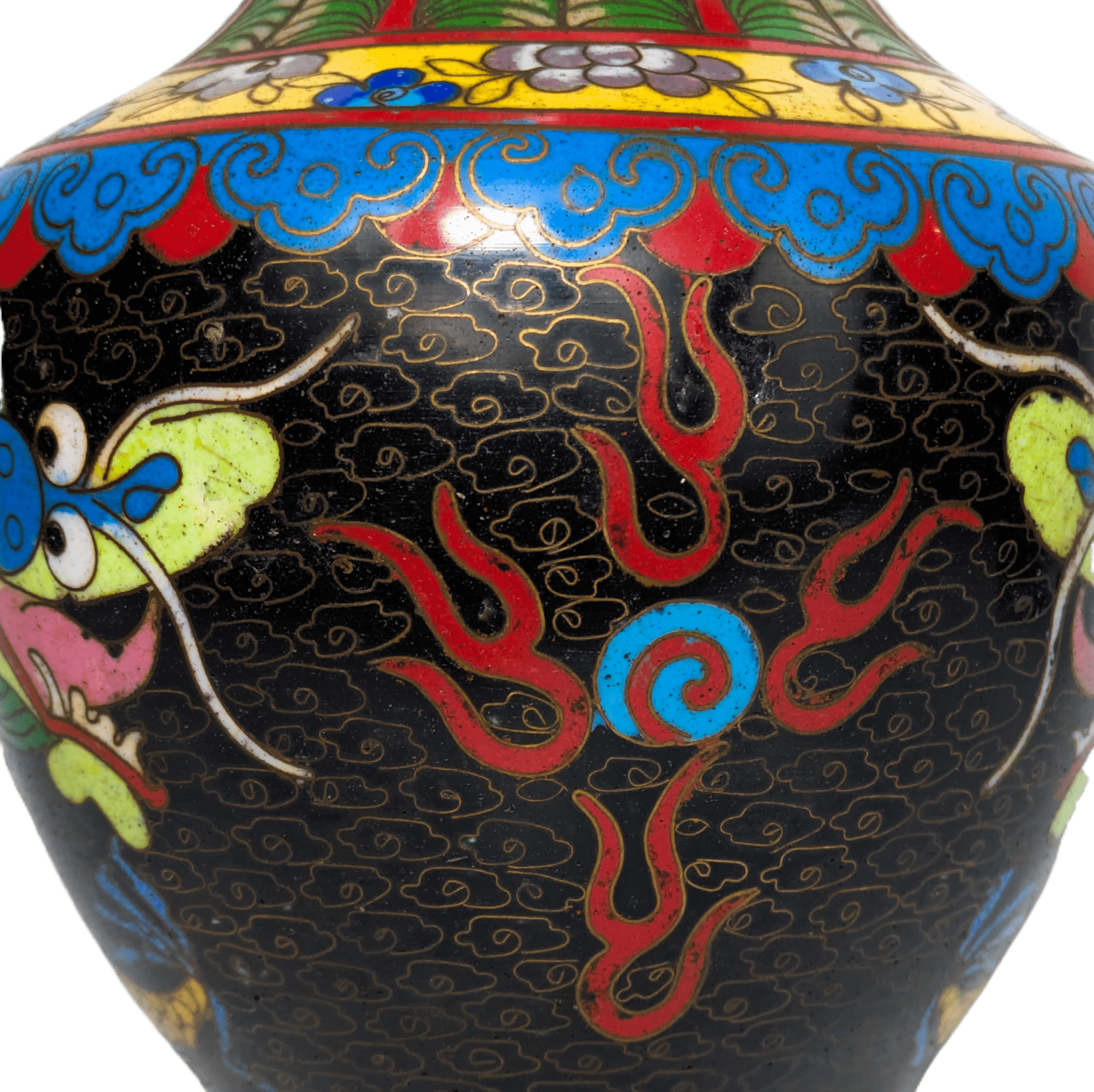 Jarrón de Cloisonné con dragones, China, Primera República China (1911-1949)