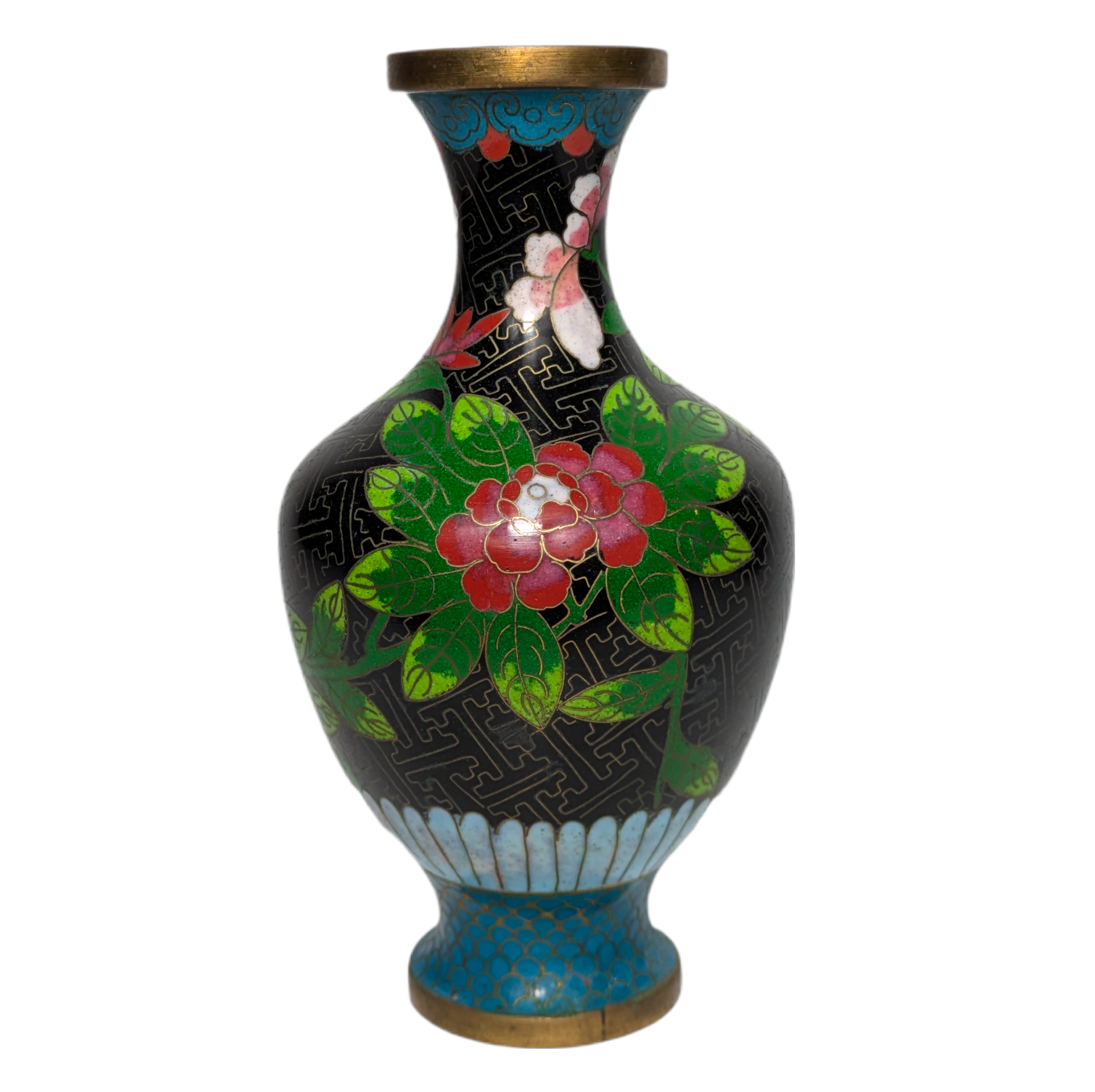 Jarrón de Cloisonné con flores, China, Primera República China (1911-1949)