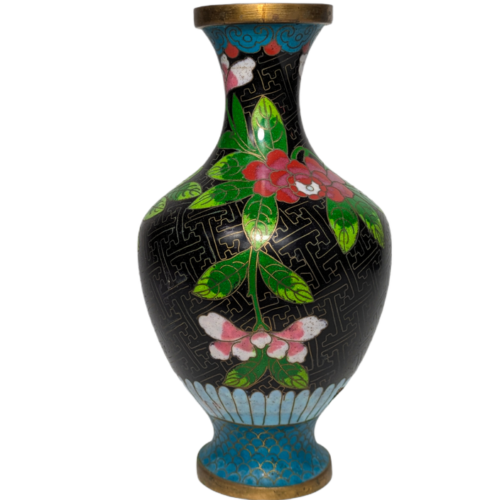 Jarrón de Cloisonné con flores, China, Primera República China (1911-1949)