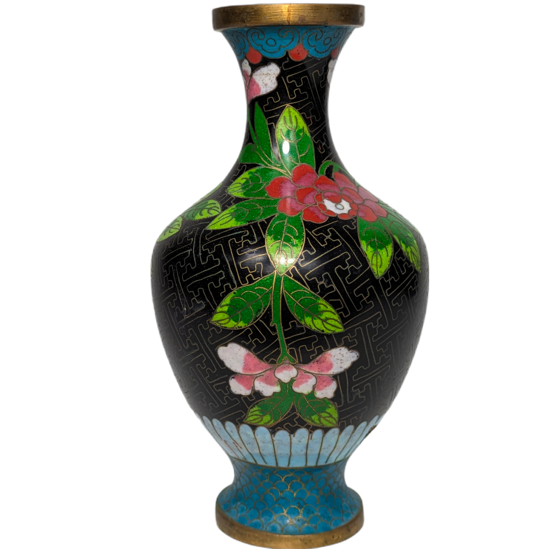 Jarrón de Cloisonné con flores, China, Primera República China (1911-1949)