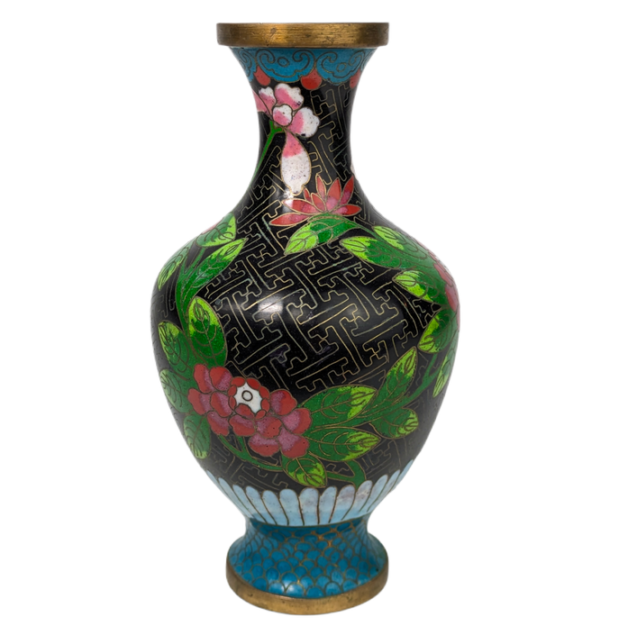Jarrón de Cloisonné con flores, China, Primera República China (1911-1949)