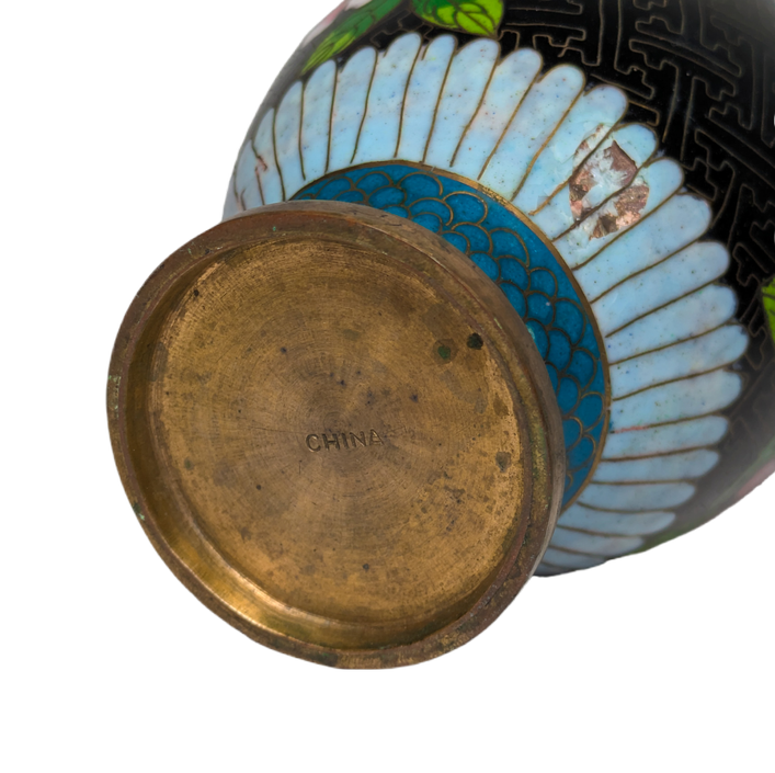 Jarrón de Cloisonné con flores, China, Primera República China (1911-1949)