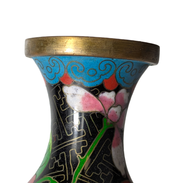 Jarrón de Cloisonné con flores, China, Primera República China (1911-1949)