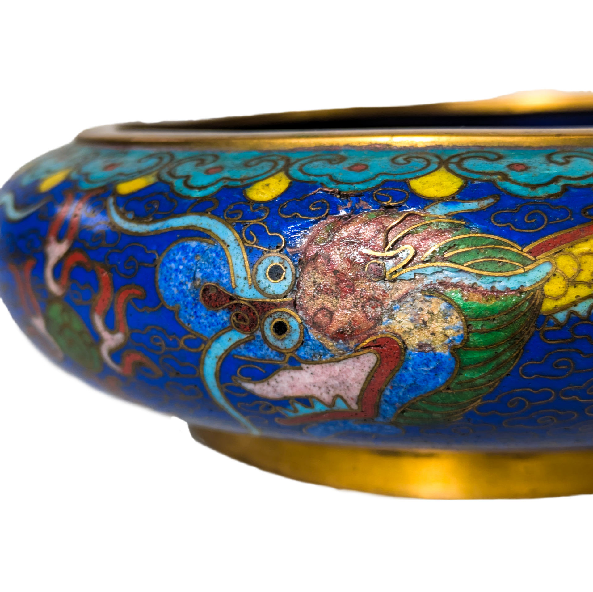 LOTE000421_06.png Cuenco Incensario cloisonné dragones, China, Primera República China (1911-1949)