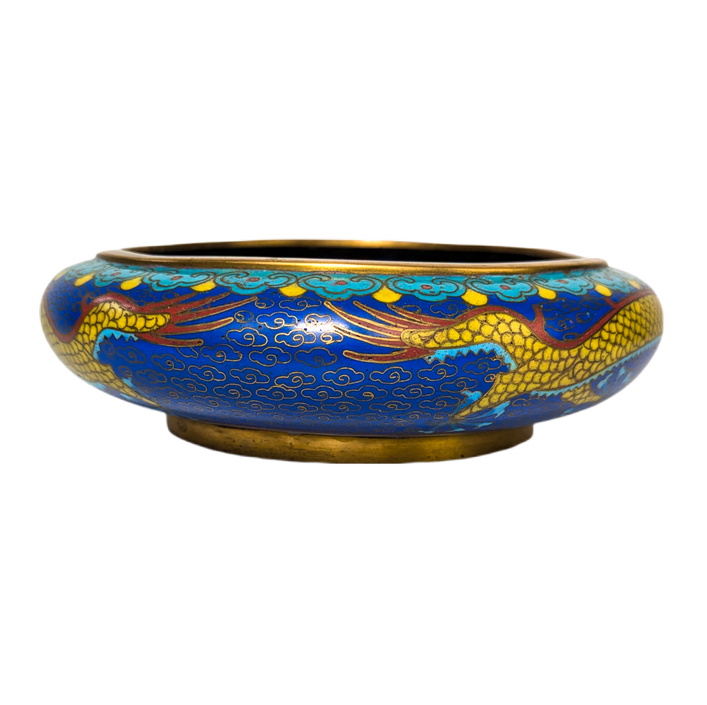 Cuenco Incensario cloisonné dragones, China, Primera República China (1911-1949)