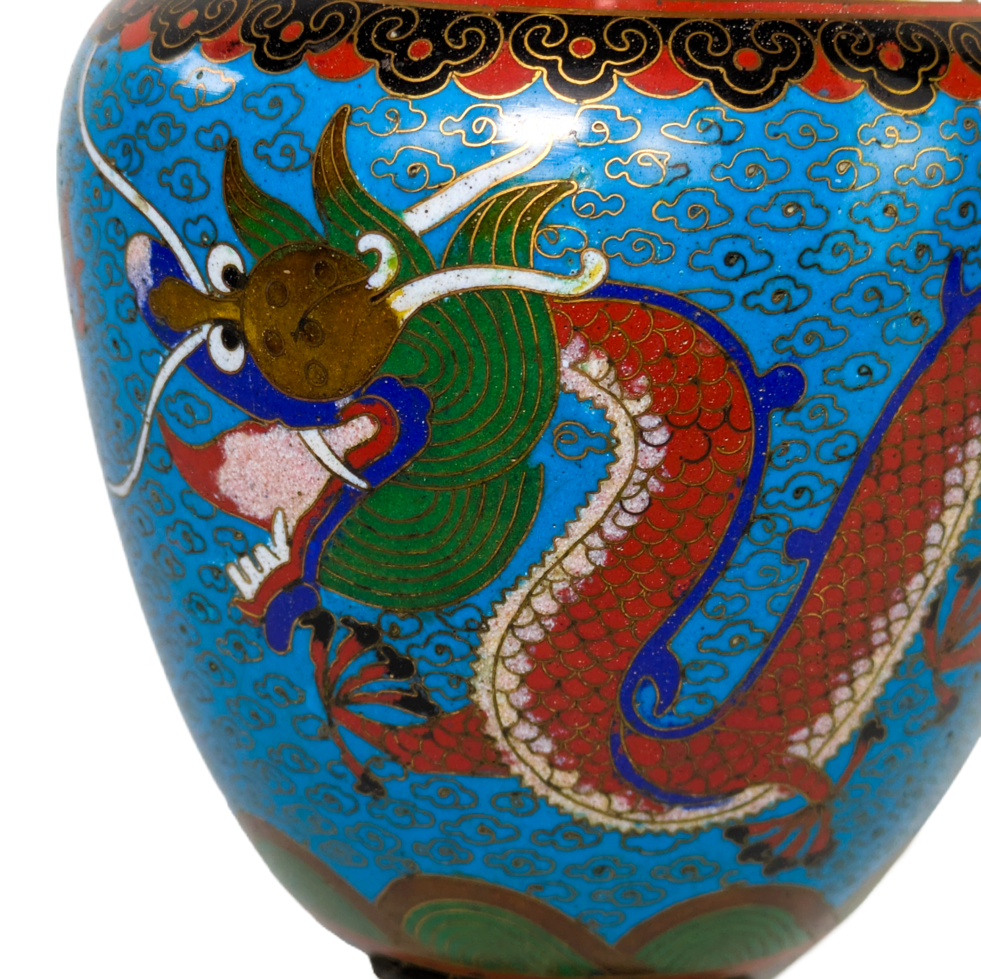 Jarrón de Cloisonné dragones, China, Primera República China (1911-1949)