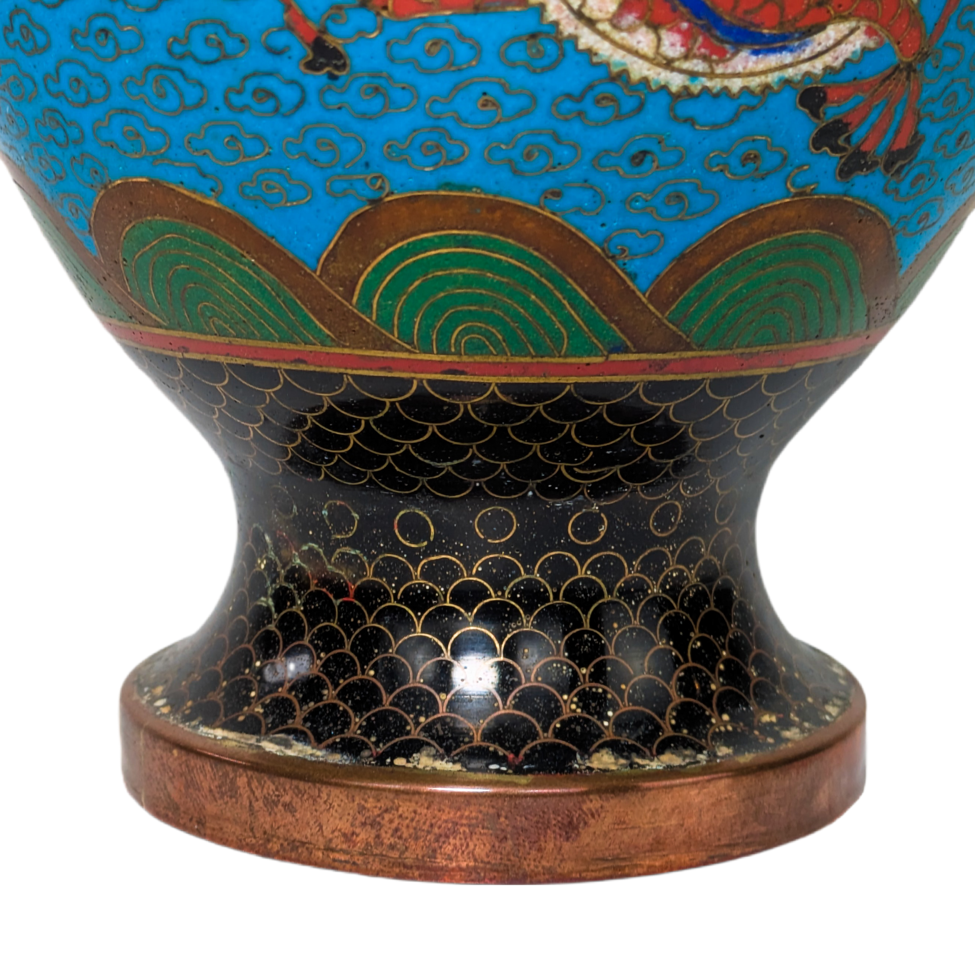 Jarrón de Cloisonné dragones, China, Primera República China (1911-1949)