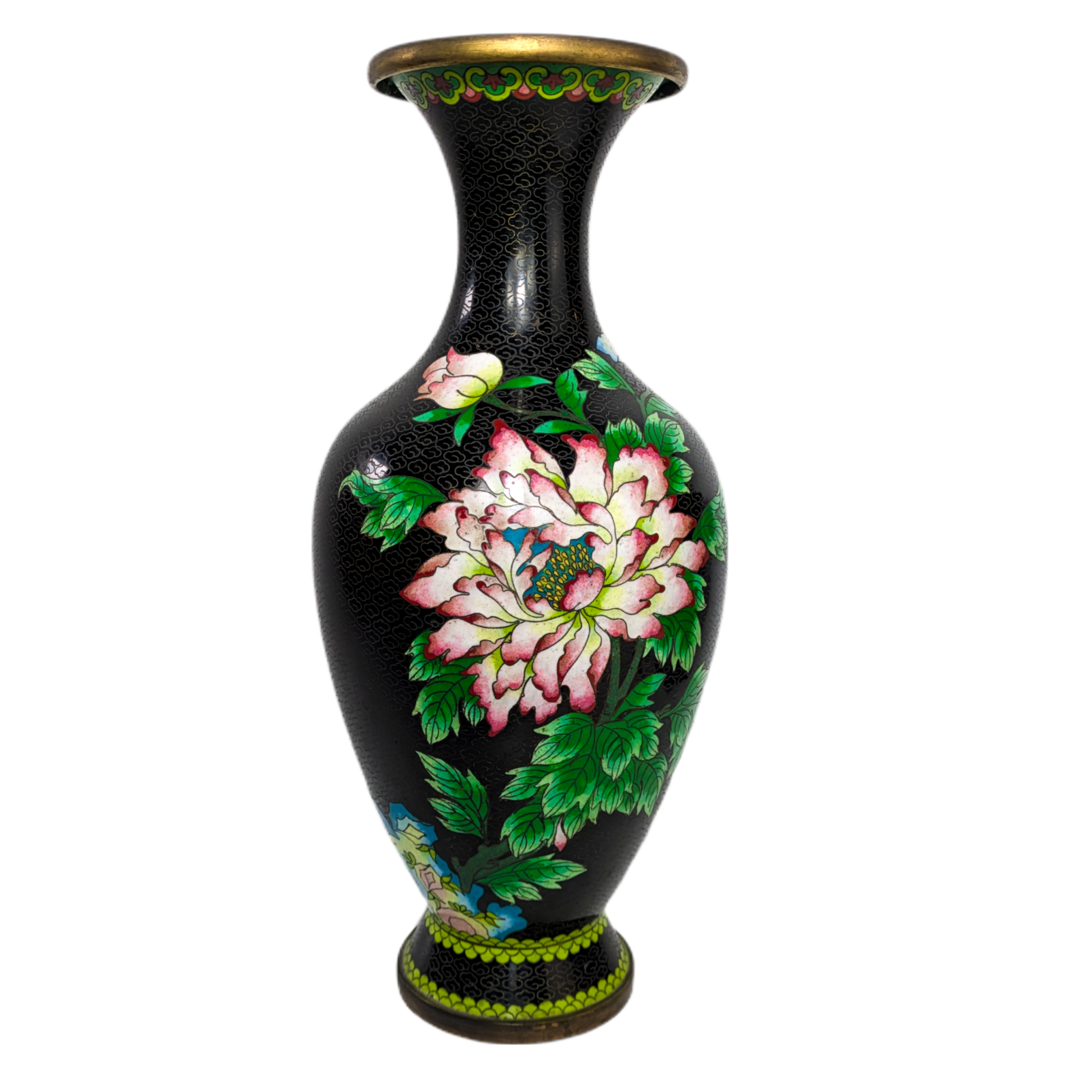 Gran Jarrón de Cloisonné Floral, China, Primera República de China (1911-1949)