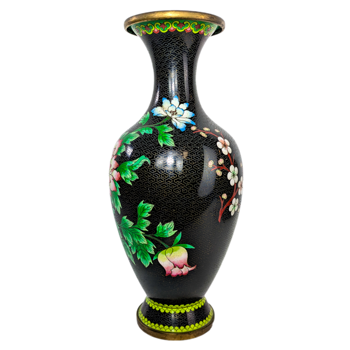 Gran Jarrón de Cloisonné Floral, China, Primera República de China (1911-1949)