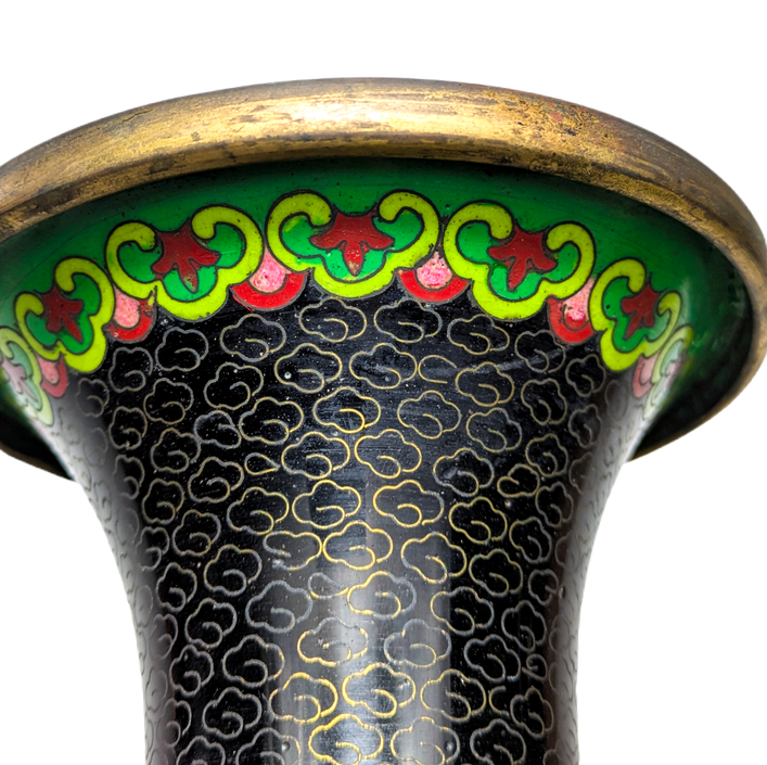 Gran Jarrón de Cloisonné Floral, China, Primera República de China (1911-1949)