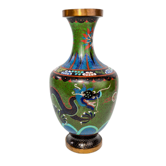 Jarrón de Cloisonné dragones, China, Primera República China (1911-1949)