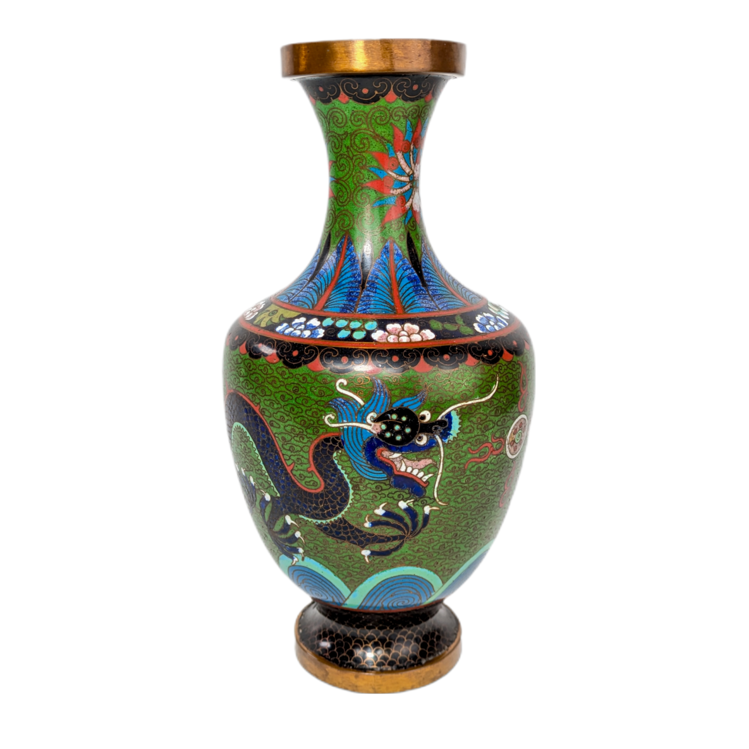 Jarrón de Cloisonné dragones, China, Primera República China (1911-1949)