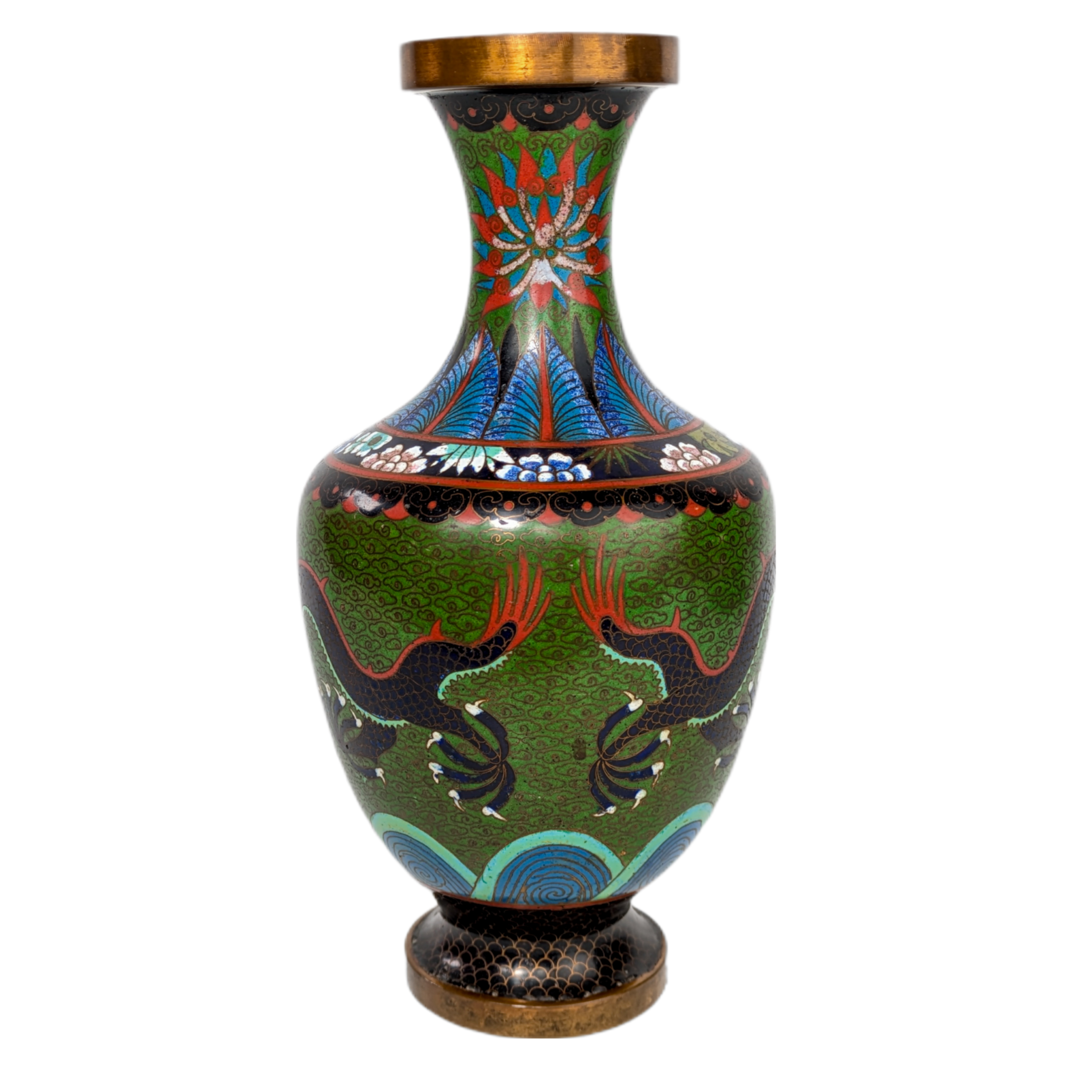 Jarrón de Cloisonné dragones, China, Primera República China (1911-1949)