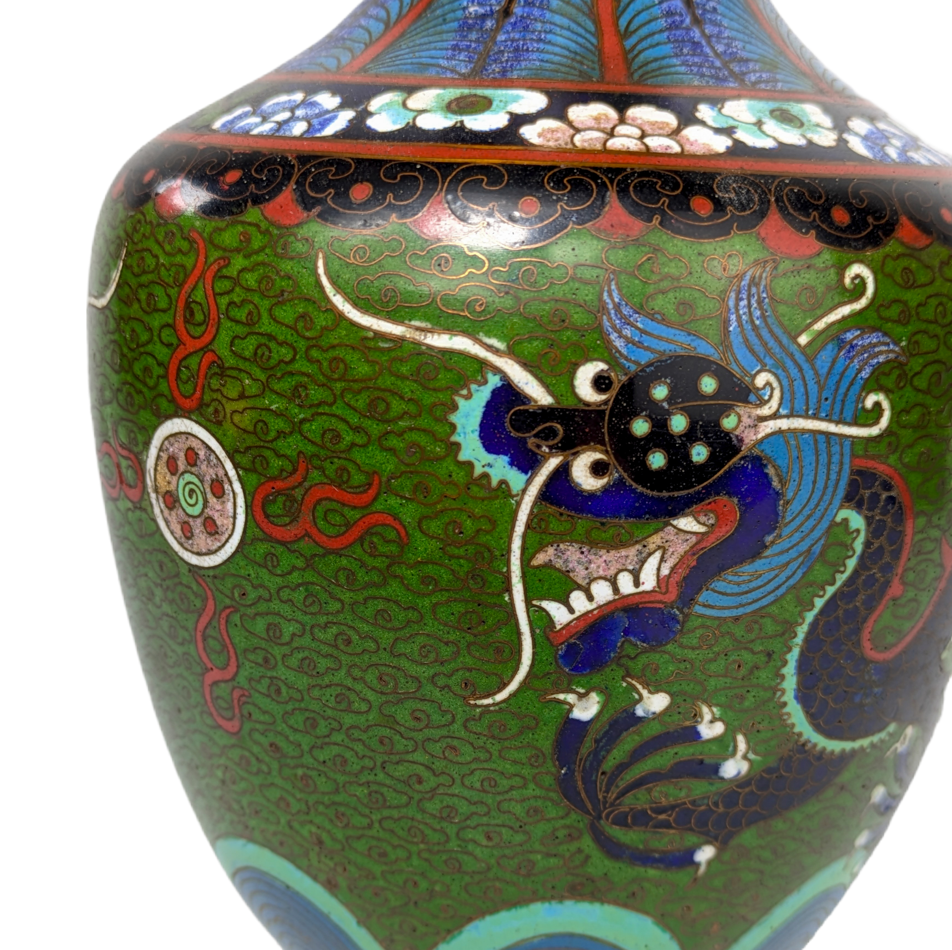 Jarrón de Cloisonné dragones, China, Primera República China (1911-1949)