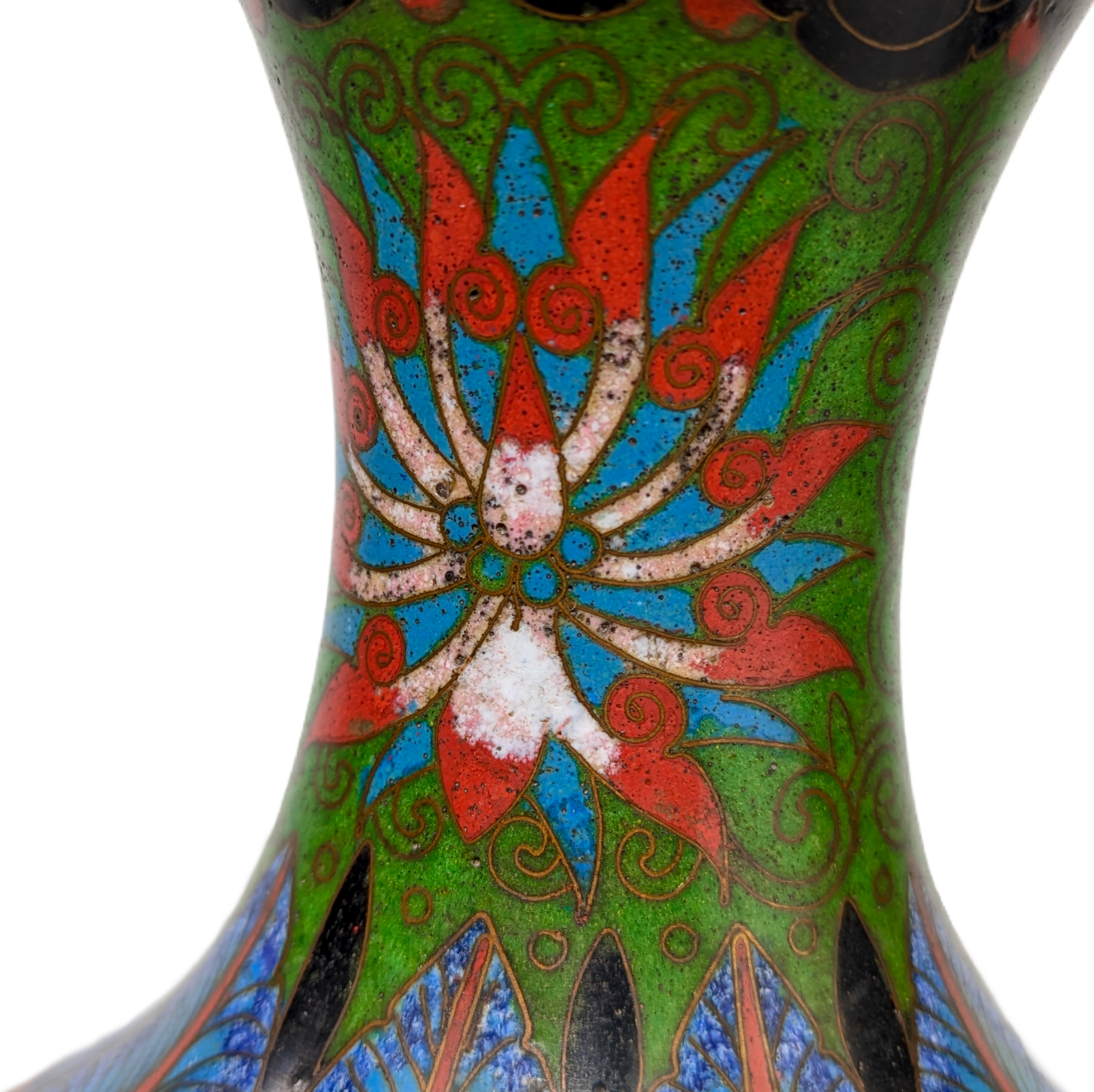 Jarrón de Cloisonné dragones, China, Primera República China (1911-1949)