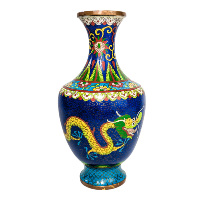 Jarrón de Cloisonné dragones, China, Primera República China (1911-1949)