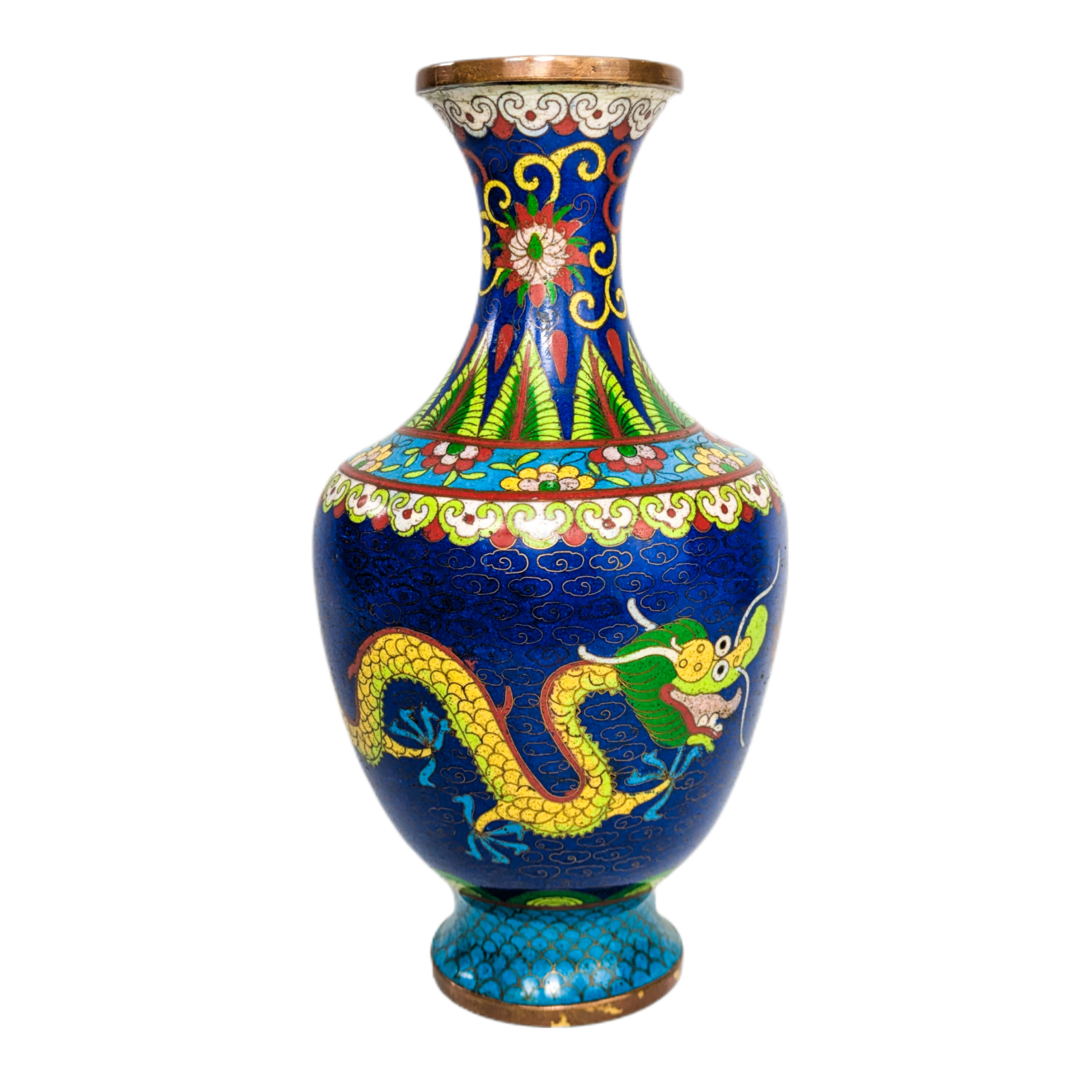 Jarrón de Cloisonné dragones, China, Primera República China (1911-1949)
