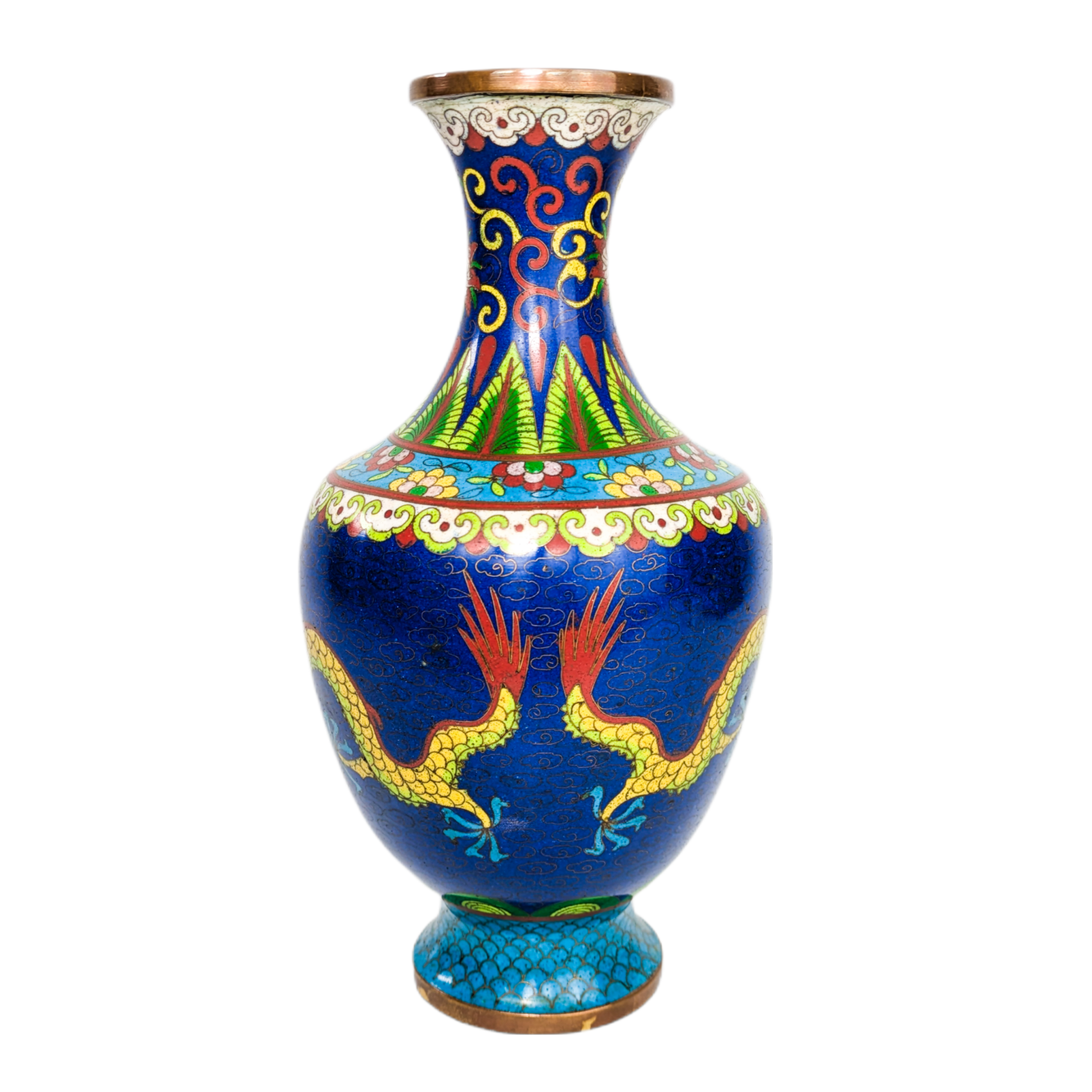 Jarrón de Cloisonné dragones, China, Primera República China (1911-1949)