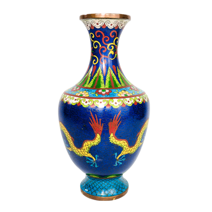 Jarrón de Cloisonné dragones, China, Primera República China (1911-1949)