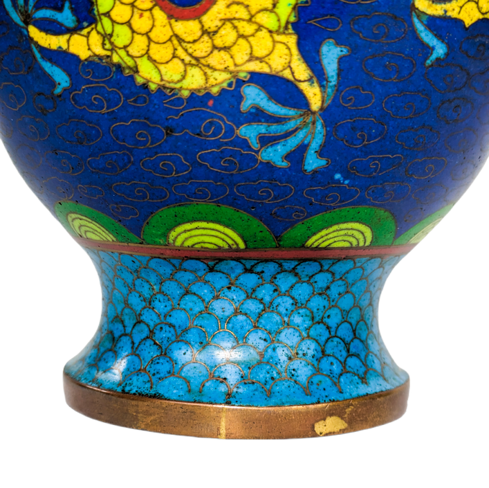 Jarrón de Cloisonné dragones, China, Primera República China (1911-1949)