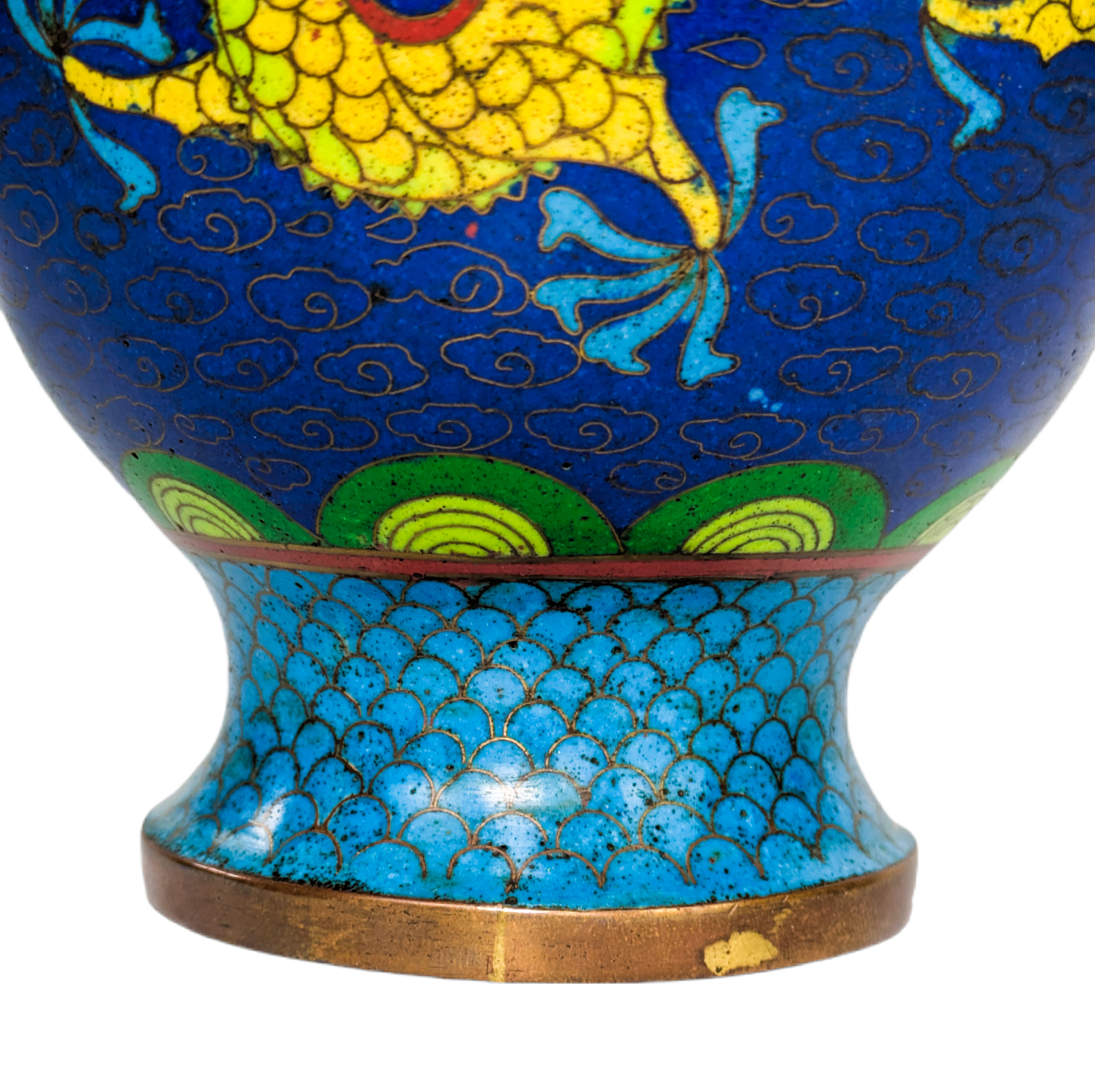 Jarrón de Cloisonné dragones, China, Primera República China (1911-1949)