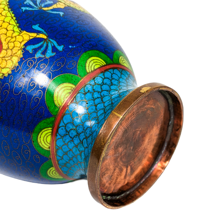 Jarrón de Cloisonné dragones, China, Primera República China (1911-1949)