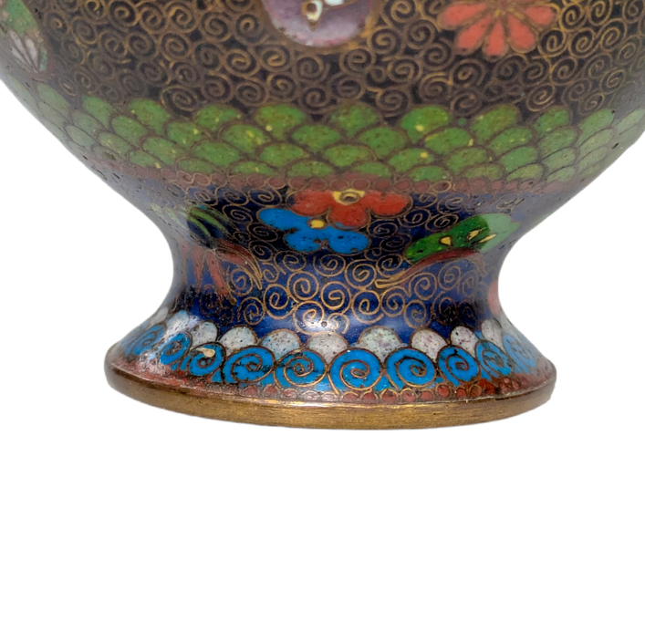 Jarrón de Cloisonné floral, Japón, Periodo Meiji
