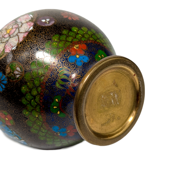 Jarrón de Cloisonné floral, Japón, Periodo Meiji