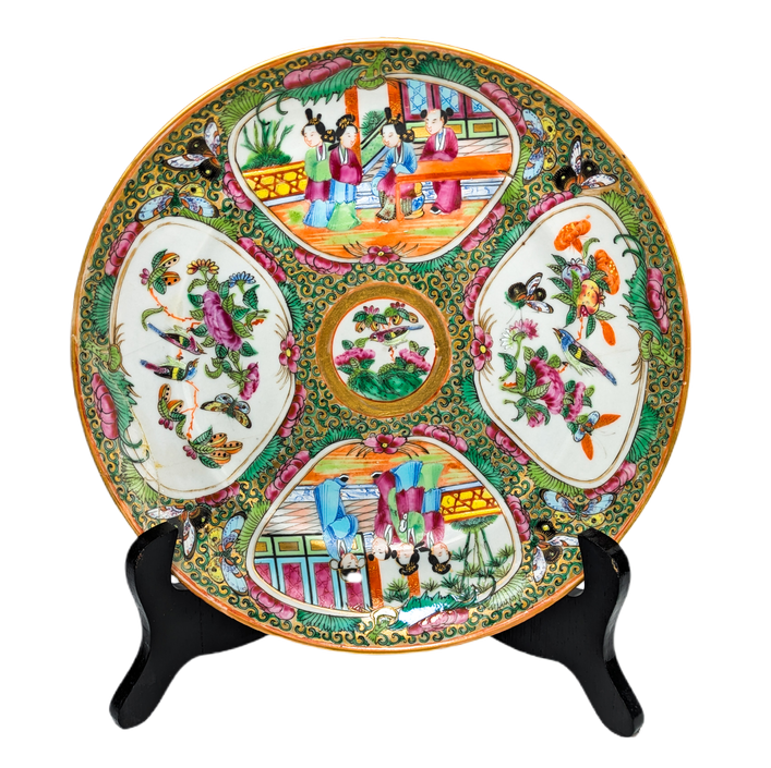 Plato Rose medallion Cantonés, China, Periodo Tongzhi (1861-1875)