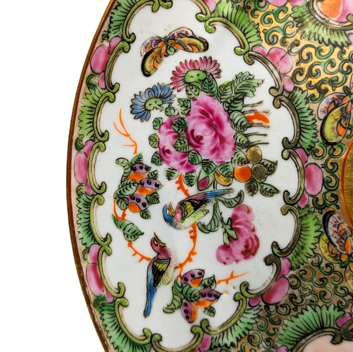 Plato Rose medallion Cantonés, China, Periodo Tongzhi (1861-1875)
