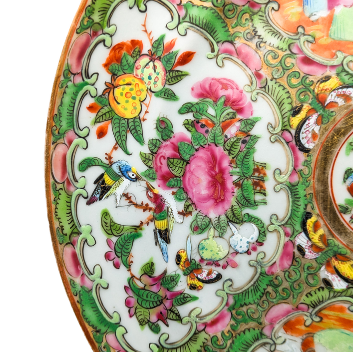Plato Rose medallion Cantonés, China, Periodo Tongzhi (1861-1875)