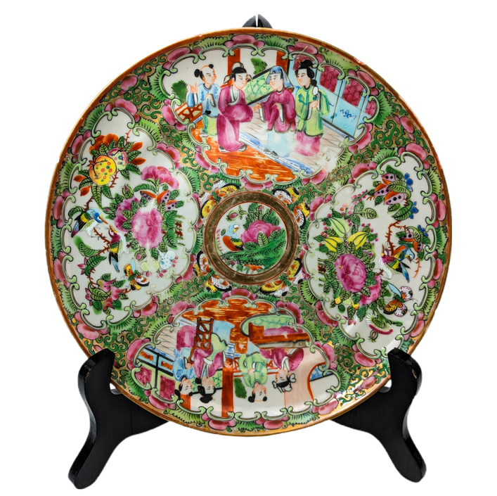 Plato Rose medallion Cantonés, China, Periodo Tongzhi (1861-1875)