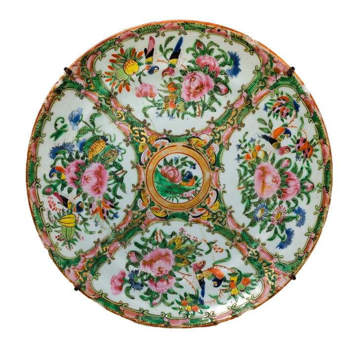 Plato Rose medallion Cantonés, China, Periodo Tongzhi (1861-1875)