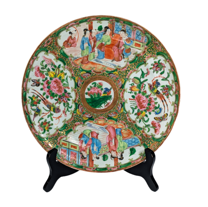 Plato Chino Rose Medallion, Periodo Guangxu (1875-1908)