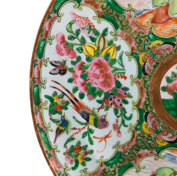 Plato Chino Rose Medallion, Periodo Guangxu (1875-1908)