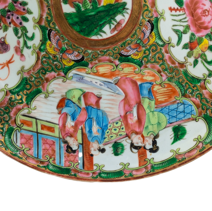 Plato Chino Rose Medallion, Periodo Guangxu (1875-1908)