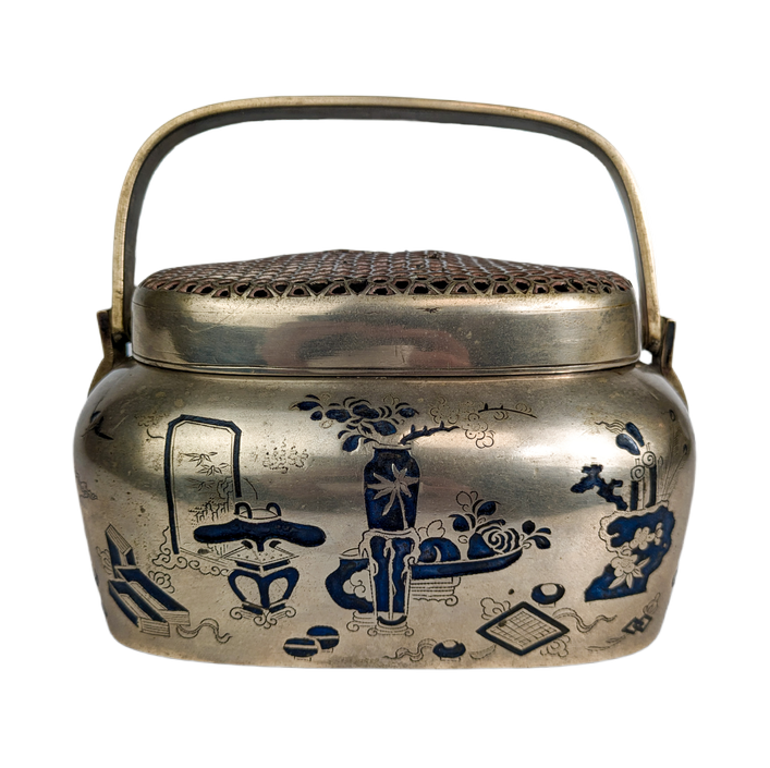Calentador de manos Chino plateado, Finales dinastía Qing (1644-1912)