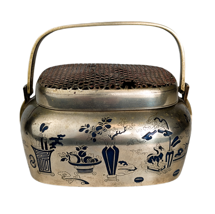 Calentador de manos Chino plateado, Finales dinastía Qing (1644-1912)
