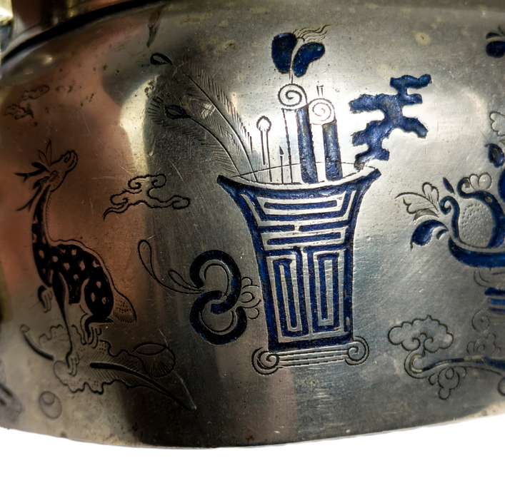 Calentador de manos Chino plateado, Finales dinastía Qing (1644-1912)