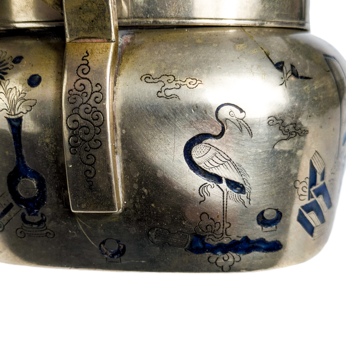 Calentador de manos Chino plateado, Finales dinastía Qing (1644-1912)