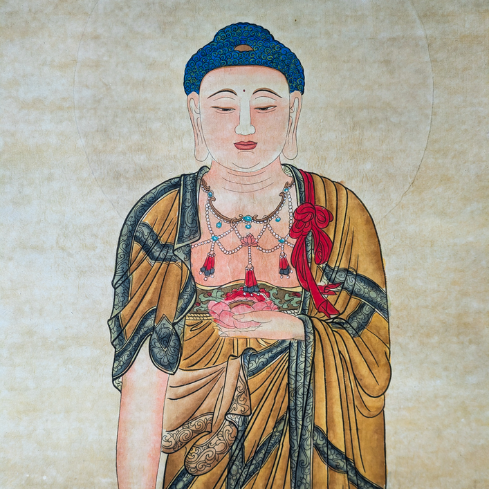 Pergamino de Xilografía de Buda Gautama Chino, Escuela China s.XX