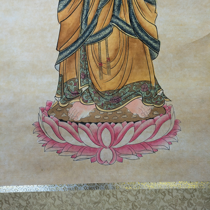 Pergamino de Xilografía de Buda Gautama Chino, Escuela China s.XX