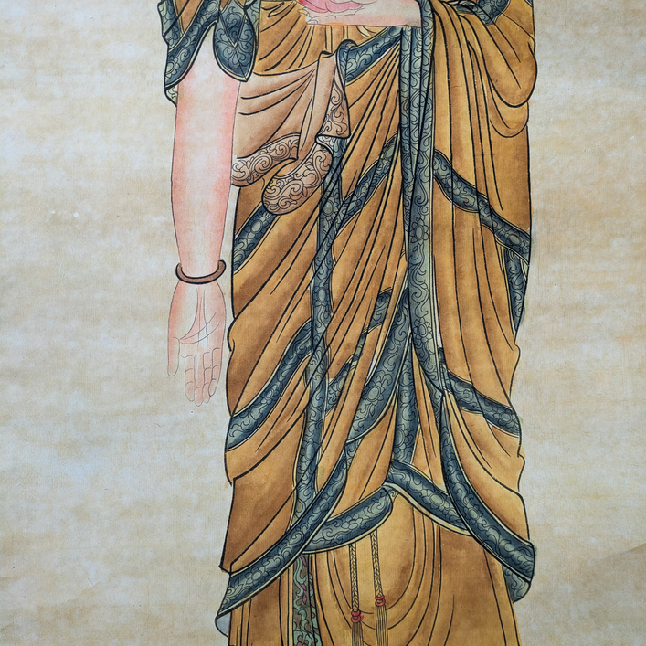 Pergamino de Xilografía de Buda Gautama Chino, Escuela China s.XX